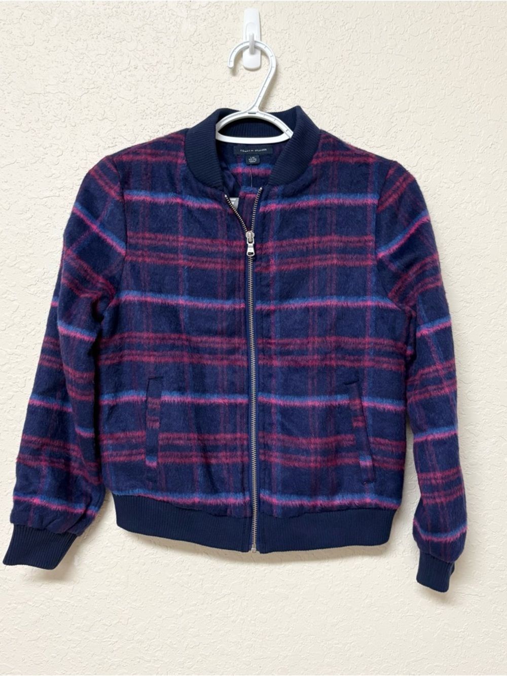 NWT Tommy Hilfiger Youth Kids Varsity Jacket Wool Purple Blue Size L